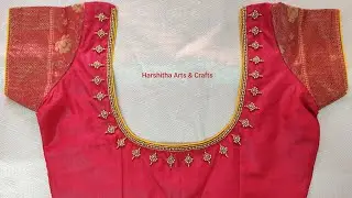 Beautiful & Simple Beads work on Stitched Blouse using normal needle || Aariwork with Normal Needle