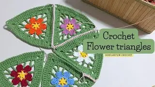 EASY CROCHET ; Crochet flower triangles ( Part 2)