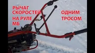 Gear shift lever on the steering wheel of a walk-behind tractor