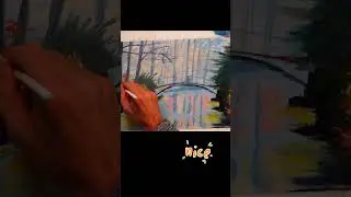 romantische Brücke im Nebel  in 50 Sekunden malen 🎨 #Shorts #acrylmalerei #tutorial #kunstmalerei