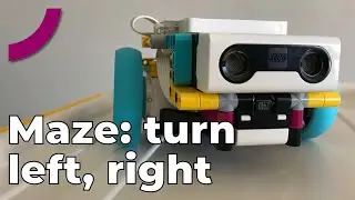 Navigate maze with distance sensor: turn right, left, behind
