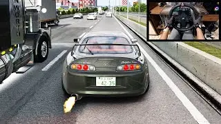 1529HP Toyota Supra MK4 ● INSANE driving in traffic ● Assetto Corsa ● Fanatec CSL DD