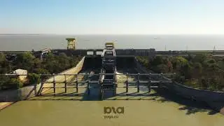 Краснодарское водохранилище с высоты птичьего полёта. Октябрь, 2020