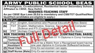 Army Public School Recruitment 2022 || Teaching nd Non Teaching vacancies 2022