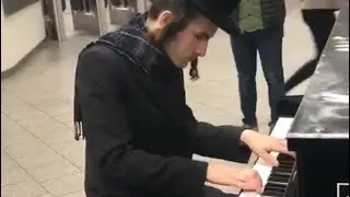 A Talented Chasidic Student Playing on A public Piano in a Subway Station