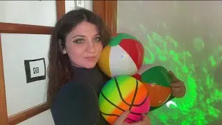 ASMR | Inflating and Playing with Beachballs | ASMR inflatables ♥️♥️🩷