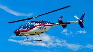 Air Evac 87 landing at North Sunflower Medical Center