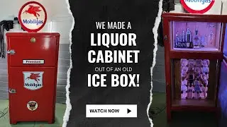 Upcycling an Old Ice Box into a Mobilgas Liquor Cabinet