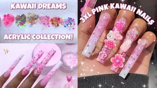 3XL PINK KAWAII ACRYLIC NAILS + BLING & CHARMS! ✨ | BOMBNAILS KAWAII ACRYLIC COLLECTION