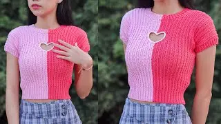Crochet Heart Cut Out Top Tutorial | Crochet Heart Top | Chenda DIY