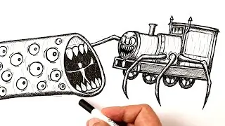 How to draw a Choo Choo Charles attacking Train Eater