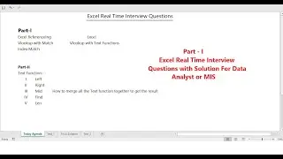 Advance excel Real Time Interview Question for Data Analyst and MIS Part-I
