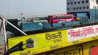 BIWTC Ferry Carrying Shohagh Paribahan Bus Truck Etc on Paturia to Daulatdia Ferry Ghat
