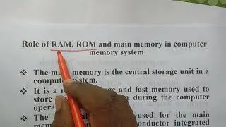 RAM and ROM in computer memory system (COA)