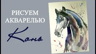 Как нарисовать коня (лошадь) акварелью. Демонстрация рисования