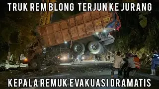 Kepala Truk Remuk, Evakuasi Dramatis Truk Batu Bara Rem Blong Terjun Ke Jurang Sitinjau Lauik