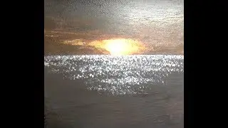 #1 Sunset. How to create contrast, radiance, and glare on water. Acrylic. Creating the glow on th...