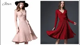 Одежда с Aliexpress - Прекрасное зимнее платье с V-образным вырезом
