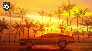 Create an 80's Sunset Drive in Blender: Eevee Tutorial!