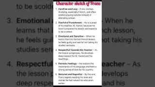 Character sketch of Franz(class 12th English)