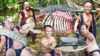 COOKING WHOLE BEEF BONES - Cook Giant Python, Crocodile, Whole Turtle | Dwarf Food