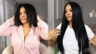 EASY SEAMLESS CLIP IN INSTALL 🎀 |  VERY NATURAL YAKI SILK PRESS ft. CurlsQueen Hair