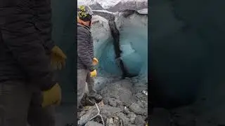 Throwing a rock into a glacier river! Matanuska Glacier 