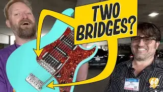 A GUITAR WITH TWO BRIDGES?!?!? - Checking out the Alameda "Clamshack" in the NAMM parking garage.