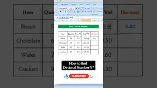 How to find Decimal Number in excel 