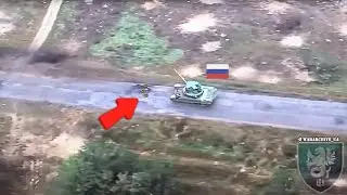 Russian T-72 B3M Tank Runs Over Ukrainian Mine At Full Speed