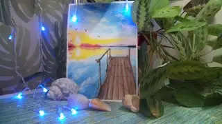#art #artist Рисуем просто! (живопись гуашью) Закат на реке. Мостик. (2021)