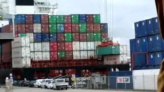 Rotterdam Port - ECT: Cranes loading a Ship / Automated Container Carriers
