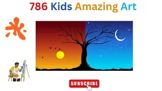 How to draw 2 in 1 scenery using ms paint # scenery drawing easy