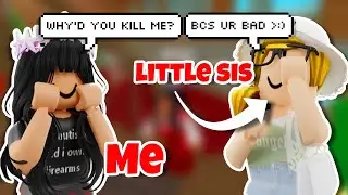 Playing Roblox MM2 With My LITTLE SISTER *FUNNY*