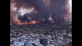 Wildfire approaching Villa Carlos Paz in Argentina