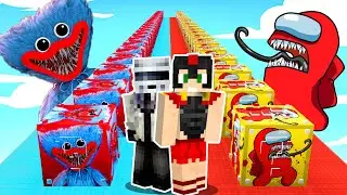 DESAFÍO de LUCKY BLOCK de POPPY PLAYTIME vs AMONG US IMPOSTOR😱😂 CARRERA DE LUCKY BLOCKS MINECRAFT