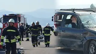 Съвместно учение на Единната спасителна система в област Видин при верижна катастрофа с пострадали.