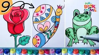 Number 9 Art🐸🌹🦋| How to Draw Using Number 9 #drawing #howtodraw #numberart