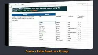 SheetSmart Create a table from a prompt in Google Sheets