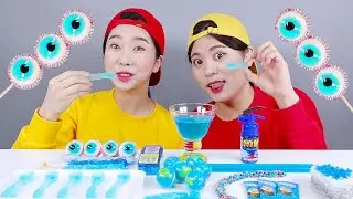 Blue Dessert Ice Cream with Jelly for Eyes Mukbang DONA DONA
