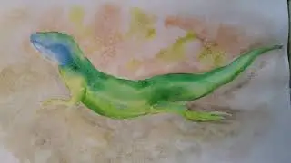Как нарисовать ящерицу акварелью. 1 часть