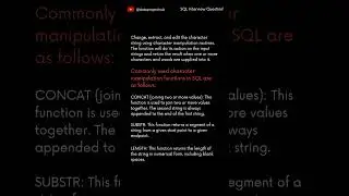 String Manipulation Functions in SQL? | 