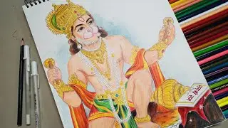 Lord Hanuman ji drawing|| Drawing lord Hanuman with color pencil|| Part-2