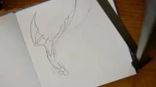 Рисование карандашом.  Дракон Ускорено в 8 раз. Painting with a pencil Flying dragon Sped up 8 times