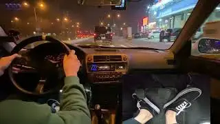 POV Night Driving a Manual Car with Pedal Cam | HONDA CIvic