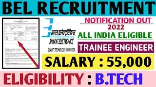 Bel Recruitment 2022|Trainee/Project Engineer|All India Eligible|Bel Notification 2022|In Details