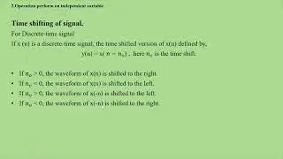 31 Time Shifting of discrete time Signals with example | Signals and Systems | AL AMIN