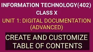 Create and customize table of contents in OpenOffice Writer | Digital Documentation | Class 10 IT
