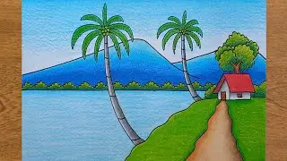 Cara Menggambar Pemandangan Gunung | Simpel dan Mudah | Menggambar Pemandangan