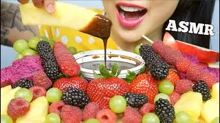 ASMR FRESH FRUITS + CHOCOLATE YOGURT DIPPING SAUCE (EATING SOUNDS) NO TALKING | SAS-ASMR